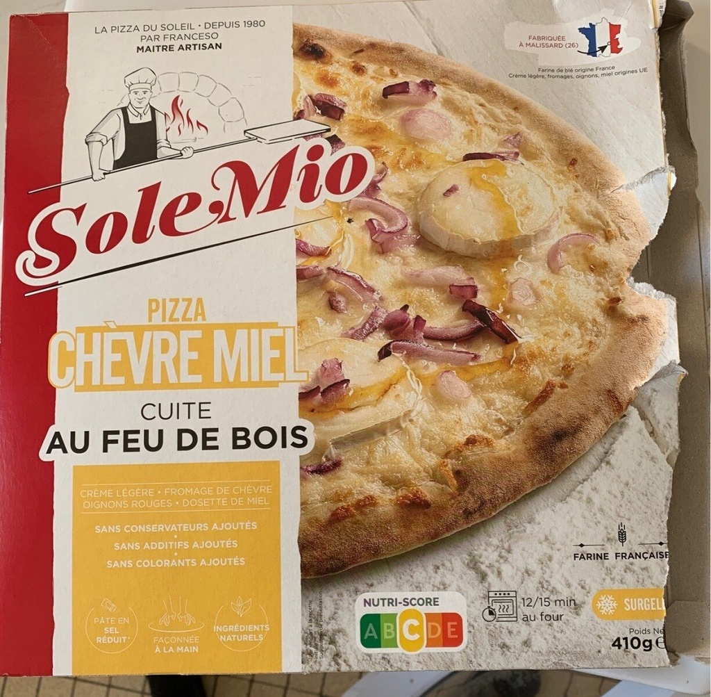SOLEMIO PIZZAS BÜCHE DE CHÈVRE MIEL 410G CUITE AU FEU DE BOIS 
