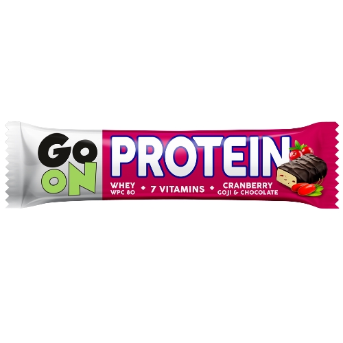 BARRE PROTEINEE CRANBERRY, GOJI CHOCOLAT 50G  - GO ON
