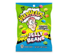 [032134235072] WARHEADS JELLY BEANS SOUR BAG 141G