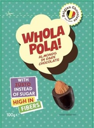 [54199802738035] WHOLA POLA AMANDES ENROBÉES AU CHOCOLAT NOIR BELGE ZÙSTO 100G